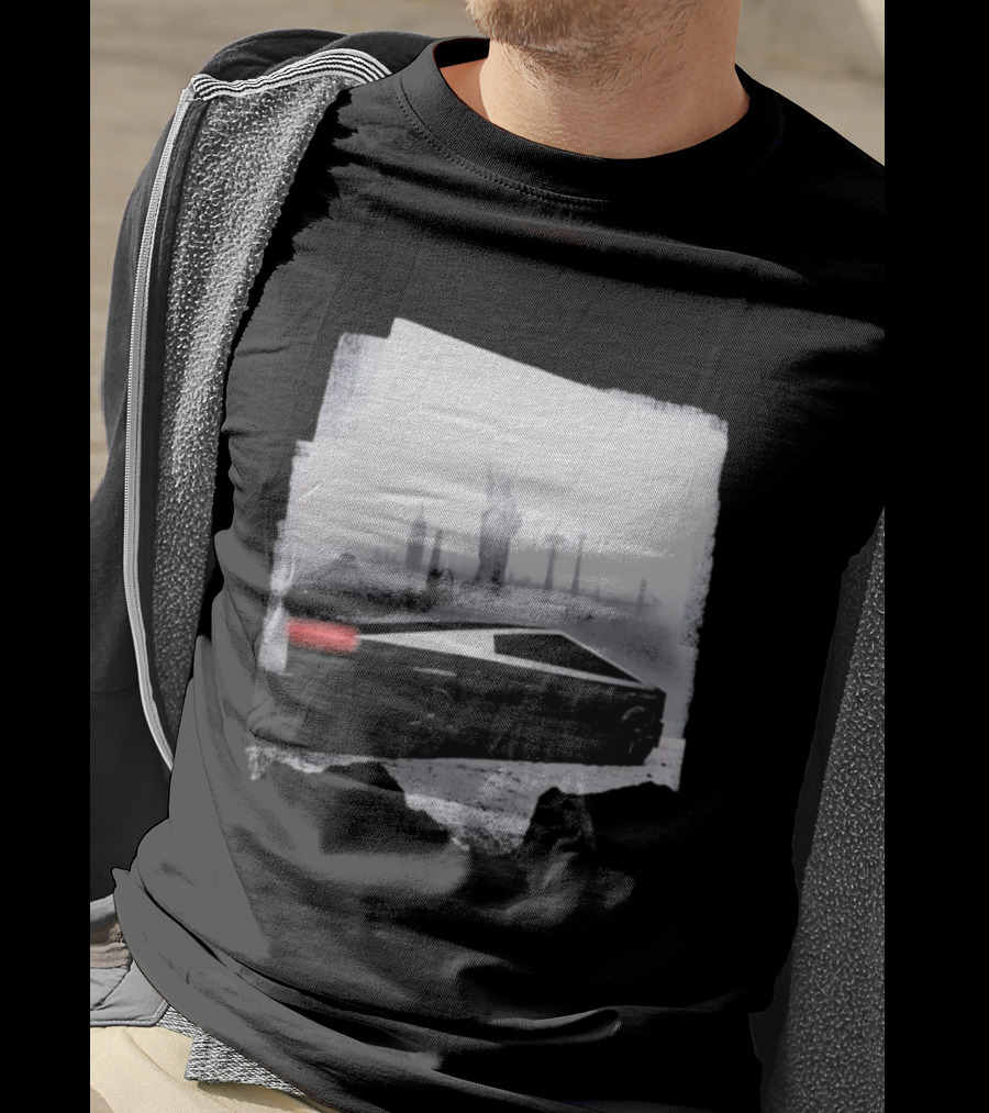 Tesla Cybertruck With Global Landmark Skyline T-Shirt