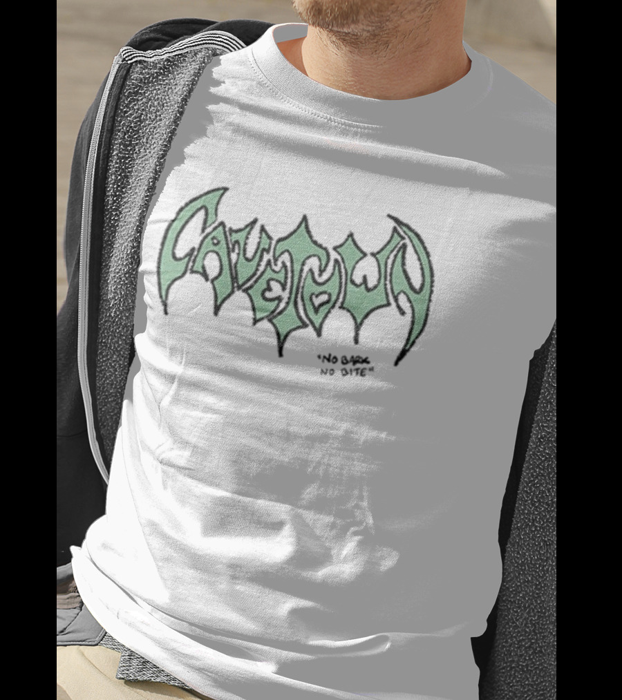 Cavetown No Bark No Bite Gothic Bat Text T-Shirt