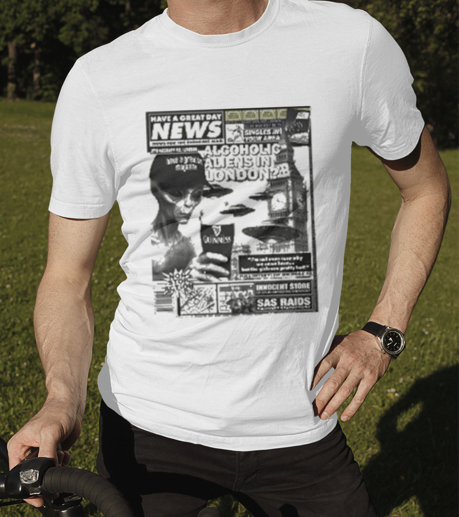 Manchester Call News Alcoholic Alien Stunt London 28 Will Mahony T-Shirt