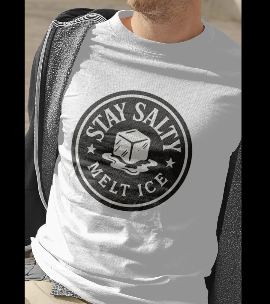 Stay Salty Melt Ice Protest Circle Ice Cube Icon T-Shirt