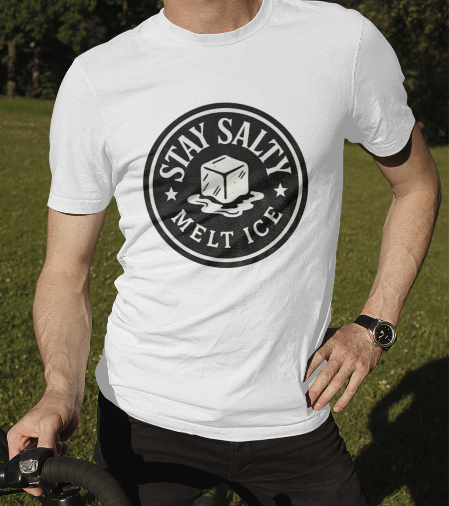 Stay Salty Melt Ice Protest Circle Ice Cube Icon T-Shirt