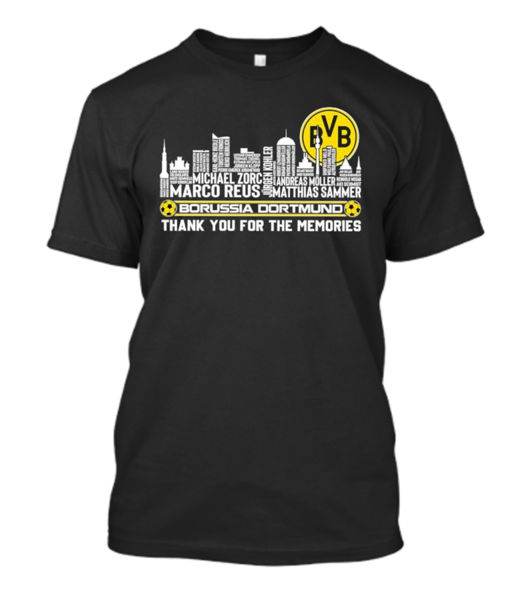 Borussia Dortmund BVB Marco Reus Matthias Sammer Skyline Club Crest Thank You For The Memories T-Shirt
