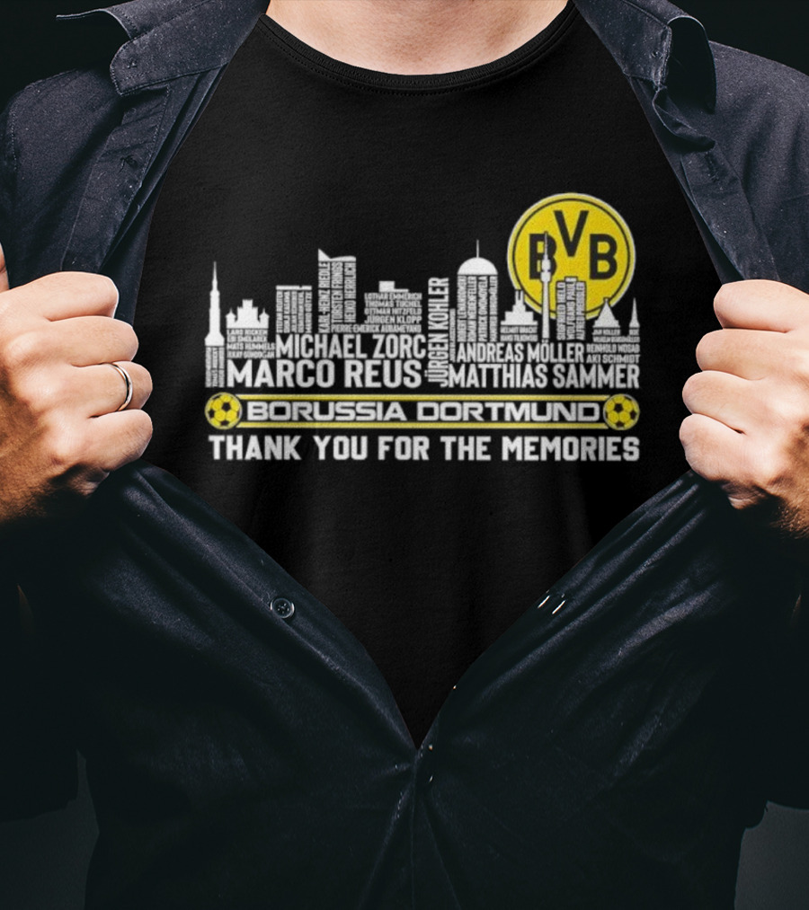 Borussia Dortmund BVB Marco Reus Matthias Sammer Skyline Club Crest Thank You For The Memories T-Shirt