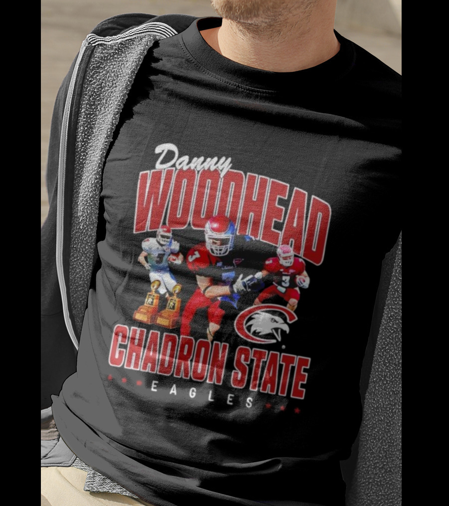 Danny Woodhead Chadron State Eagles Football Legend Featuring Two Trophies T-Shirt