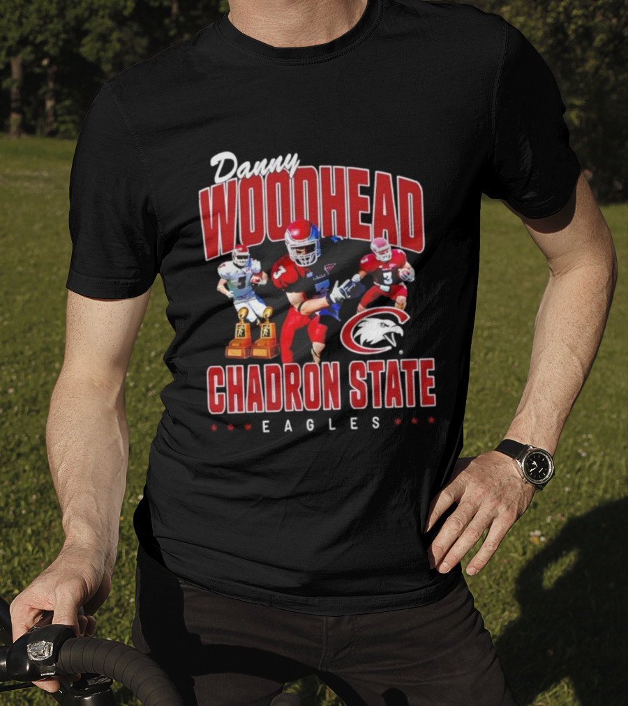 Danny Woodhead Chadron State Eagles Football Legend Featuring Two Trophies T-Shirt