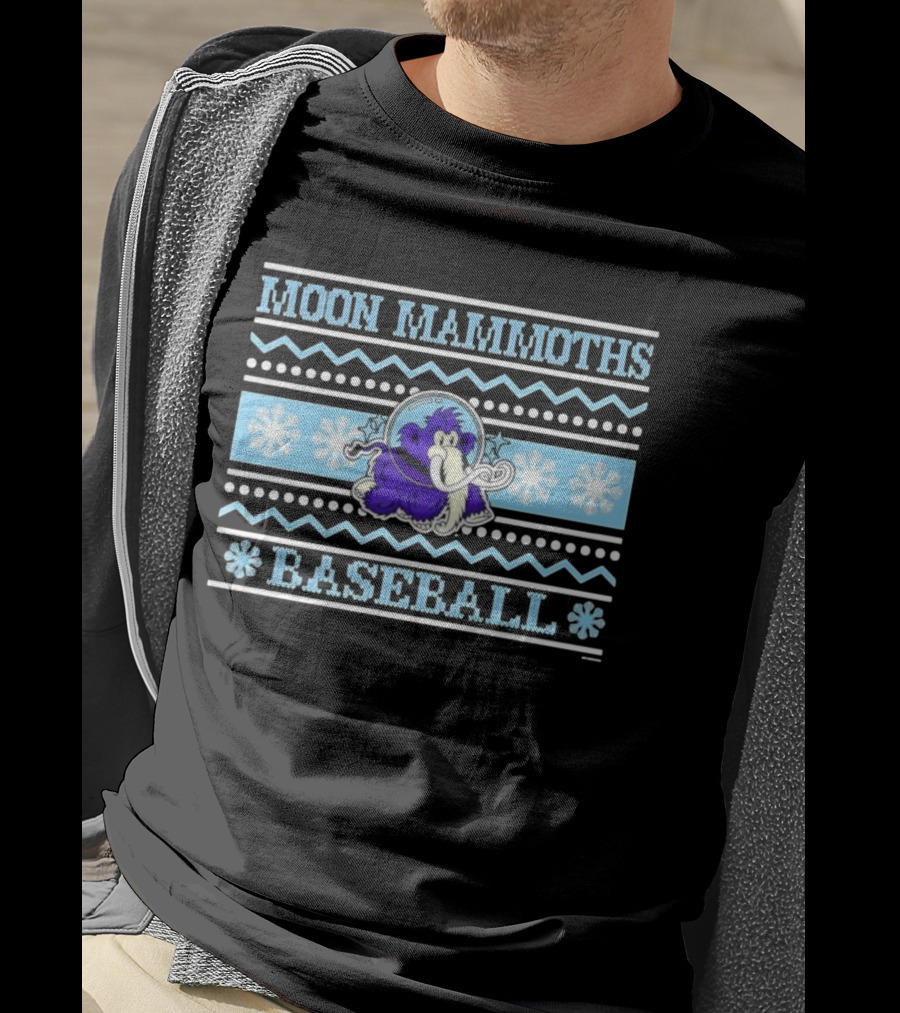Erie SeaWolves BR Moon Mammoths Baseball Winter Snowflake Theme T-Shirt