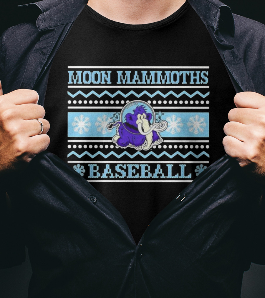 Erie SeaWolves BR Moon Mammoths Baseball Winter Snowflake Theme T-Shirt