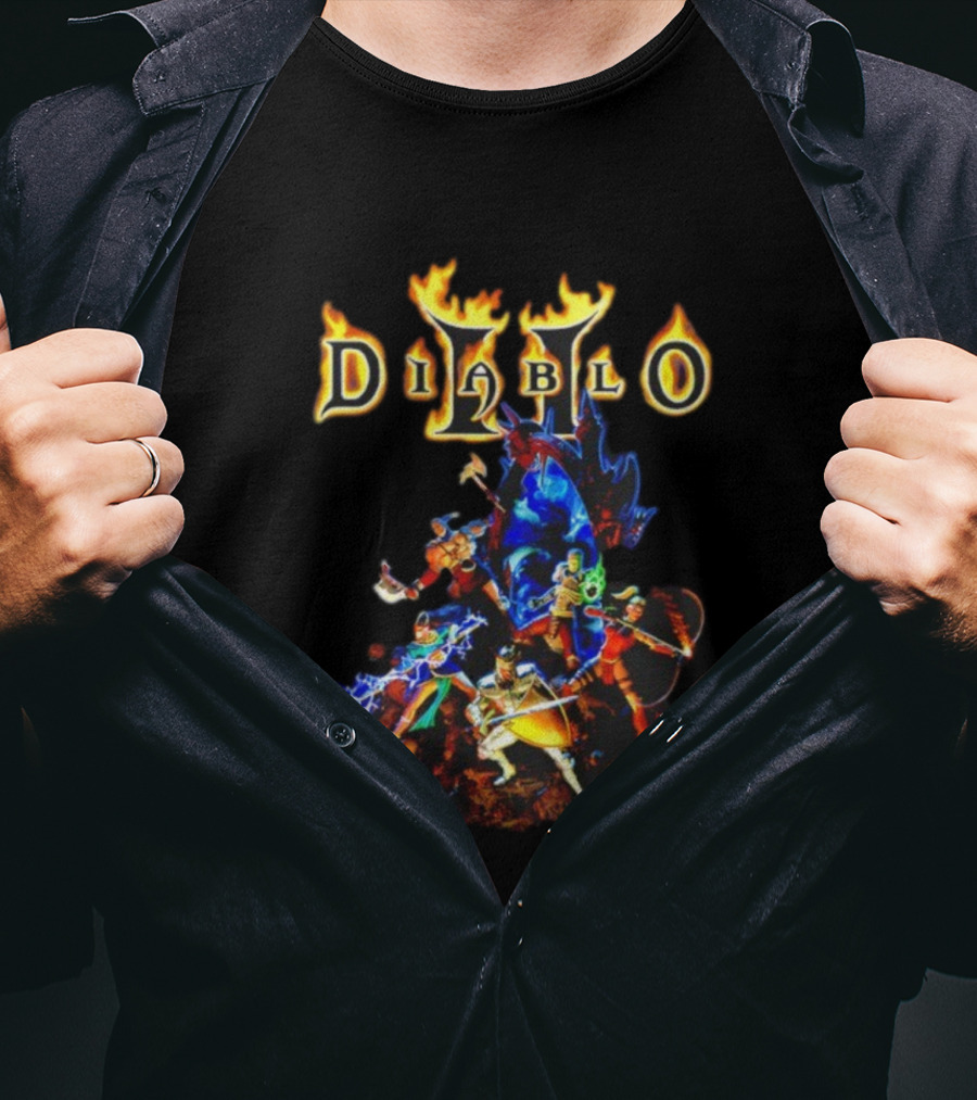 Diablo II Infernal Gate Classic Game Characters And Iconic Logo T-Shirt
