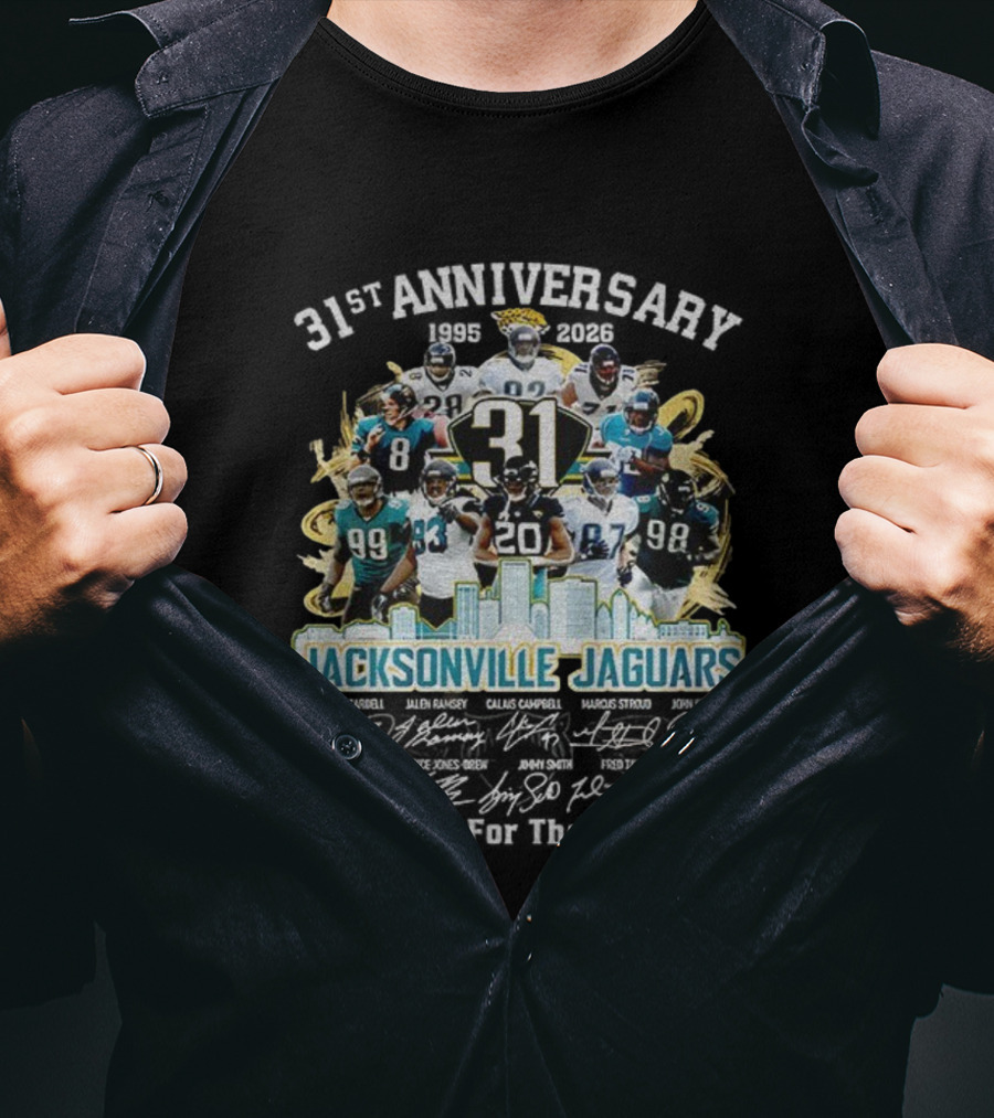 Jacksonville Jaguars 31st Anniversary 1995-2026 Thank You For The Memories 31 Players Tribute T-Shirt