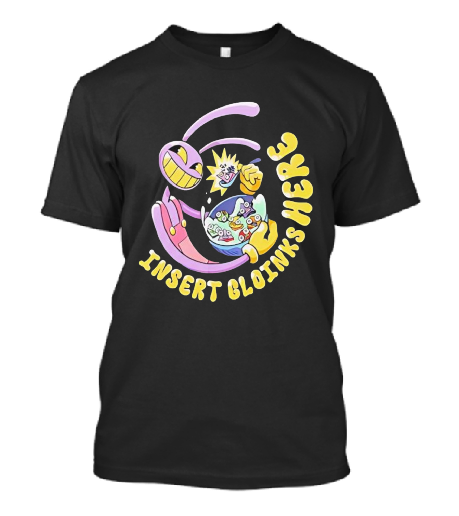 Insert Gloinks Here Cartoon Character Jax Circus Vibrant Colors Fun Design T-Shirt