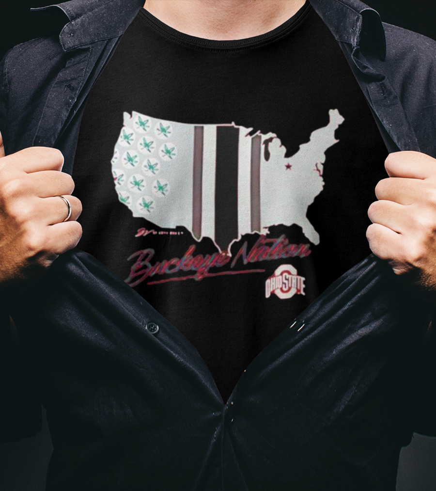Ohio State Buckeye Nation USA Map Design T-Shirt