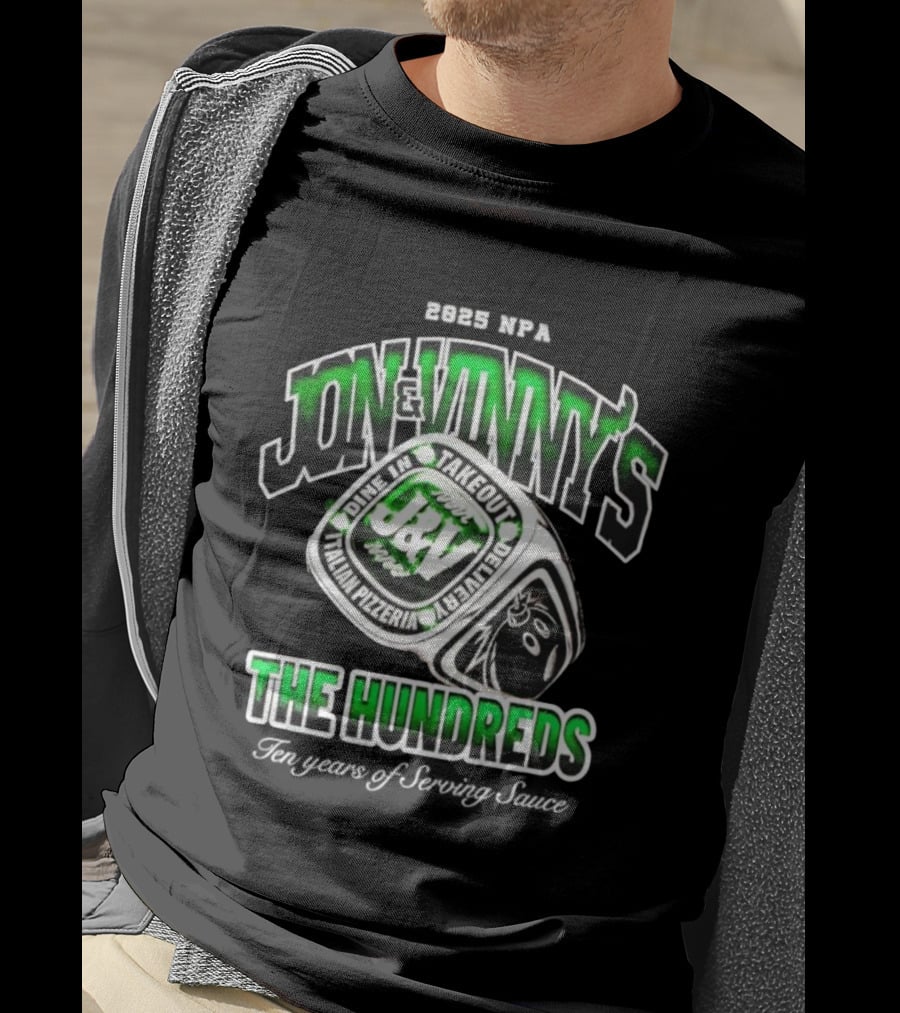 Jon & Vinny's J&V Italian Pizzeria The Hundreds Ring Dine In Take Out Delivery T-Shirt