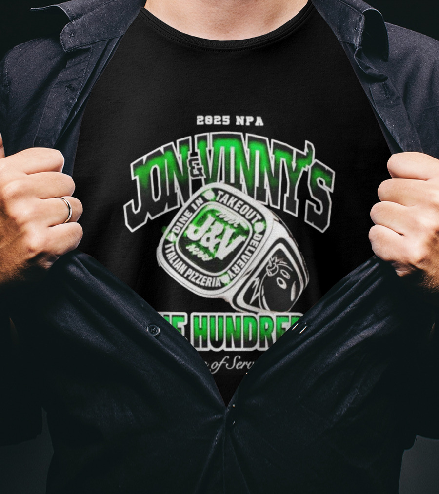 Jon & Vinny's J&V Italian Pizzeria The Hundreds Ring Dine In Take Out Delivery T-Shirt