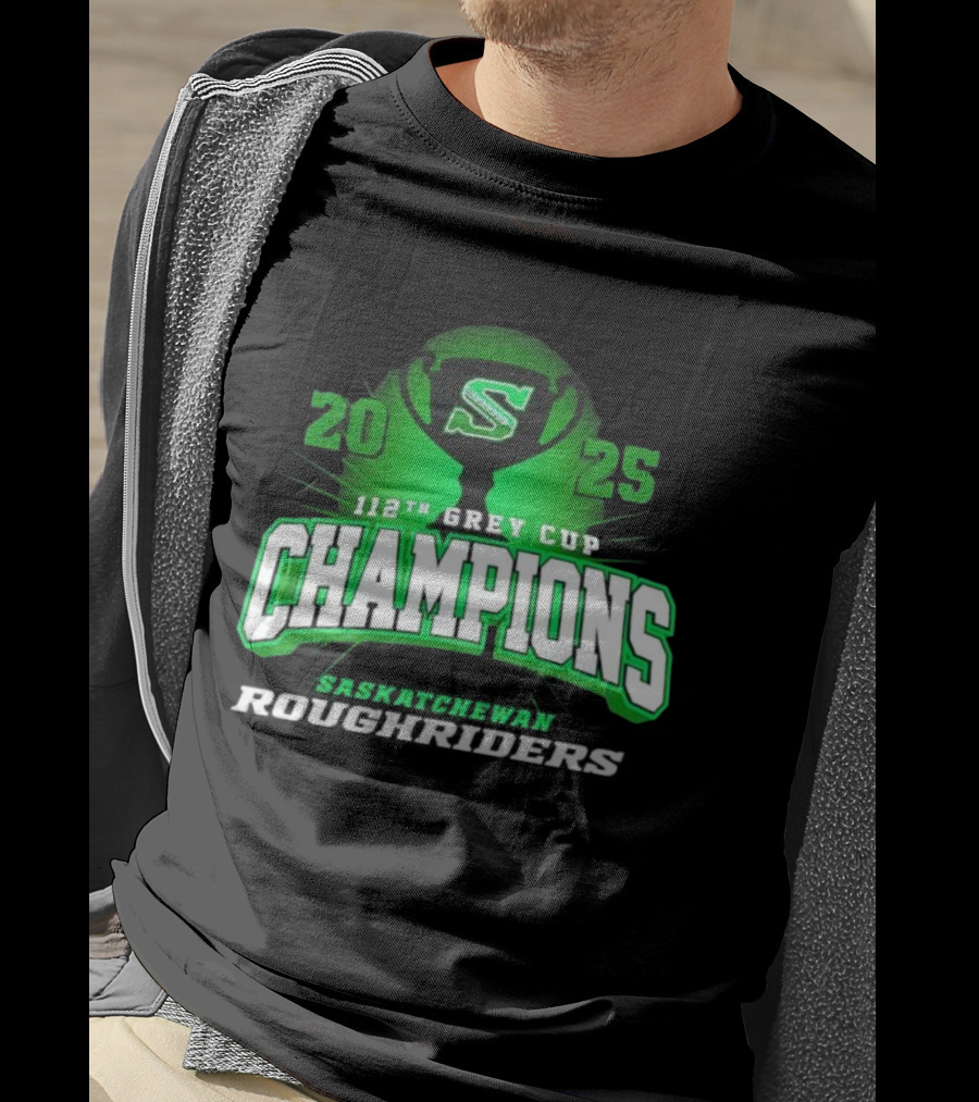 Saskatchewan Roughriders 2025 112th Grey Cup Champions Logo T-Shirt