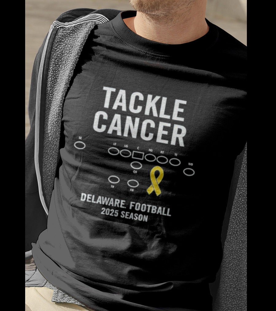 Tackle Cancer Delaware Football 2025 Season Yellow Ribbon T-Shirt