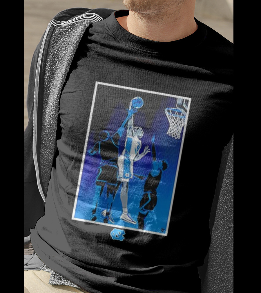 University Of North Carolina Basketball Caleb Wilson Player With UNC Logo T-Shirt