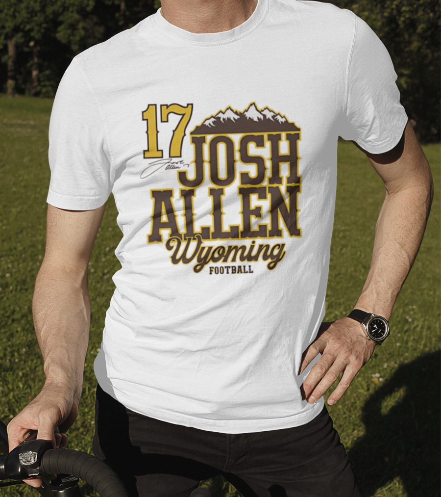 Buffalo Bills 17 Josh Allen Wyoming Signature Mountains T-Shirt
