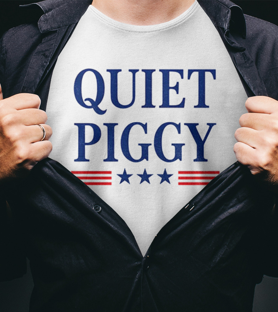 Quiet Piggy America 2025 Patriotic Stars And Stripes Design T-Shirt