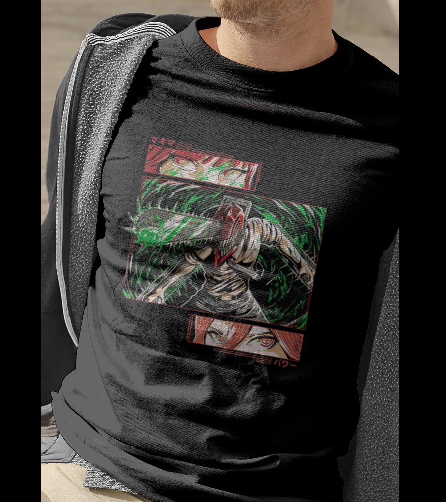 Denji Makima Power Chainsaw Man Ancient Devil Revived Manga Art T-Shirt