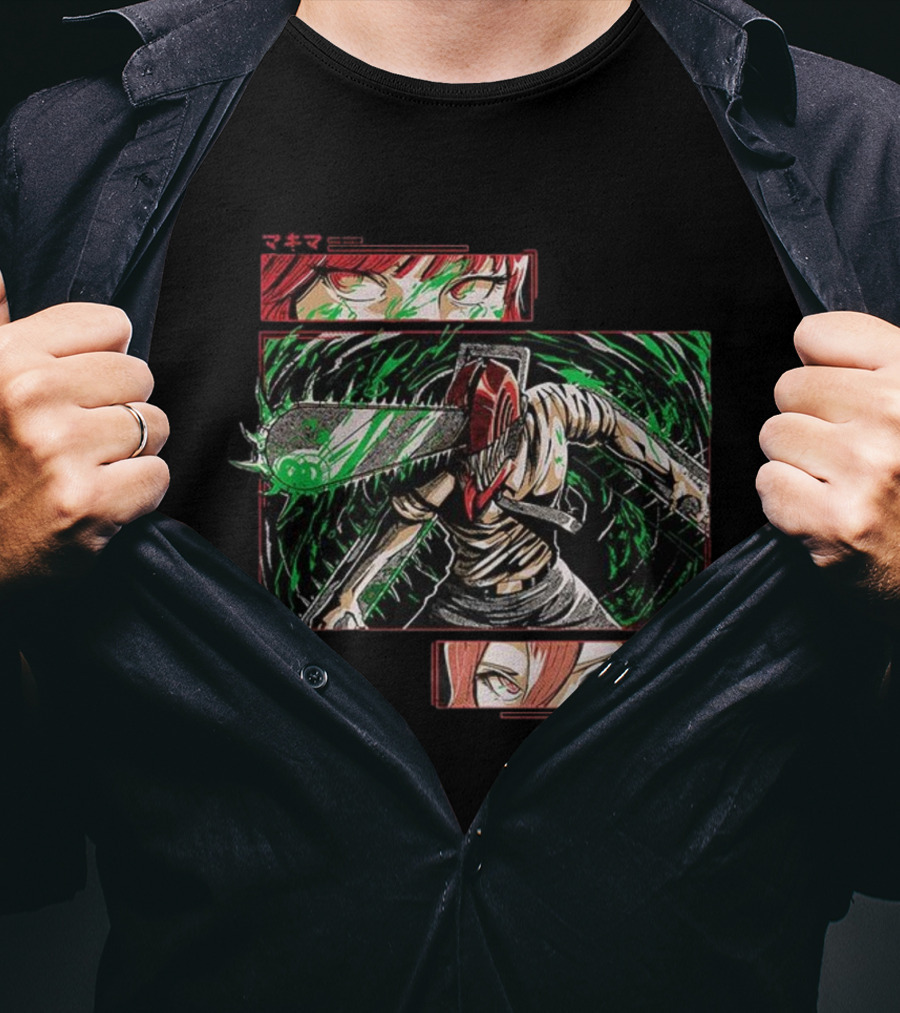 Denji Makima Power Chainsaw Man Ancient Devil Revived Manga Art T-Shirt