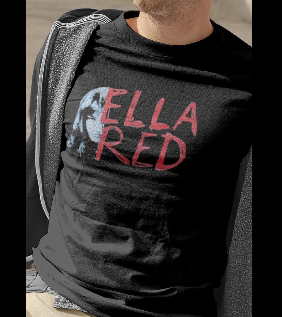 Ella Red Face Stylish Graphic Text Design T-Shirt