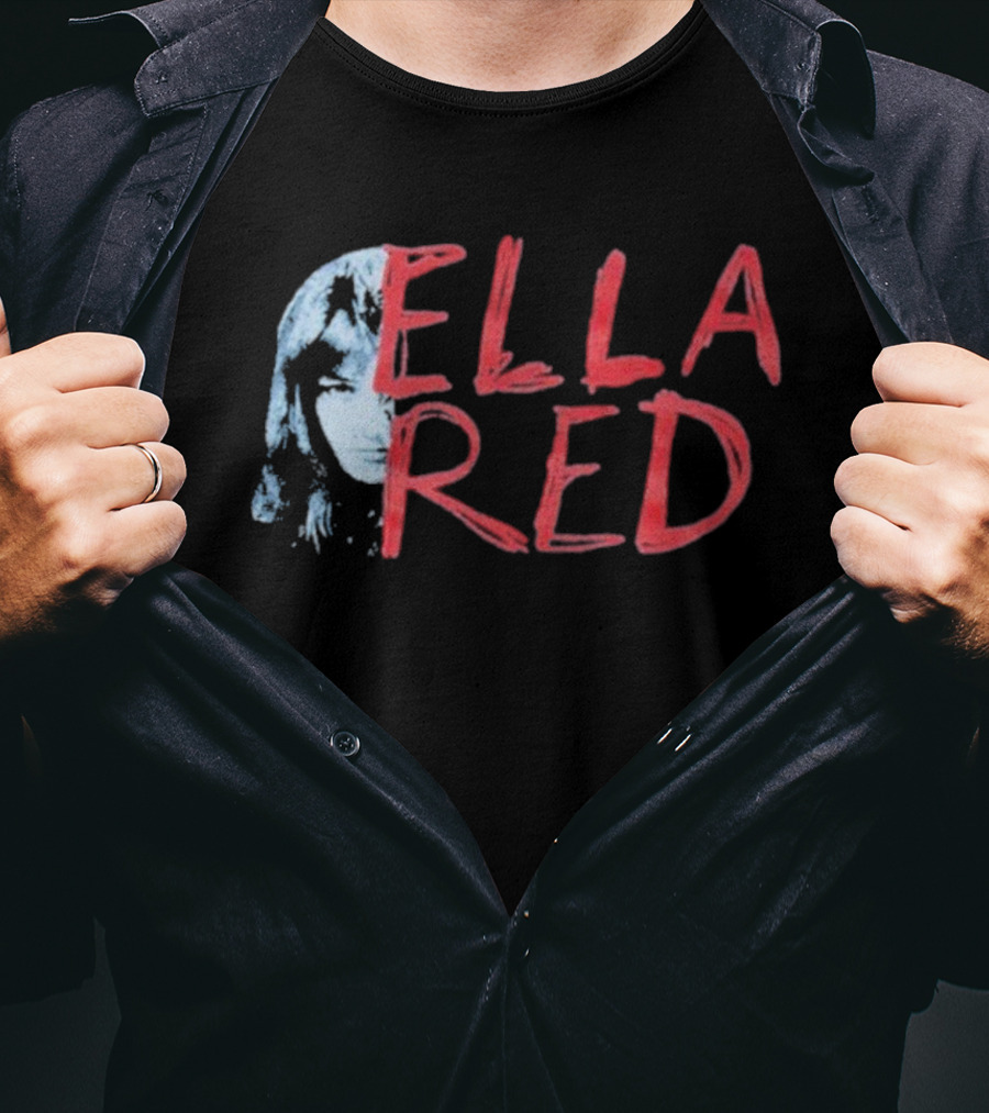 Ella Red Face Stylish Graphic Text Design T-Shirt