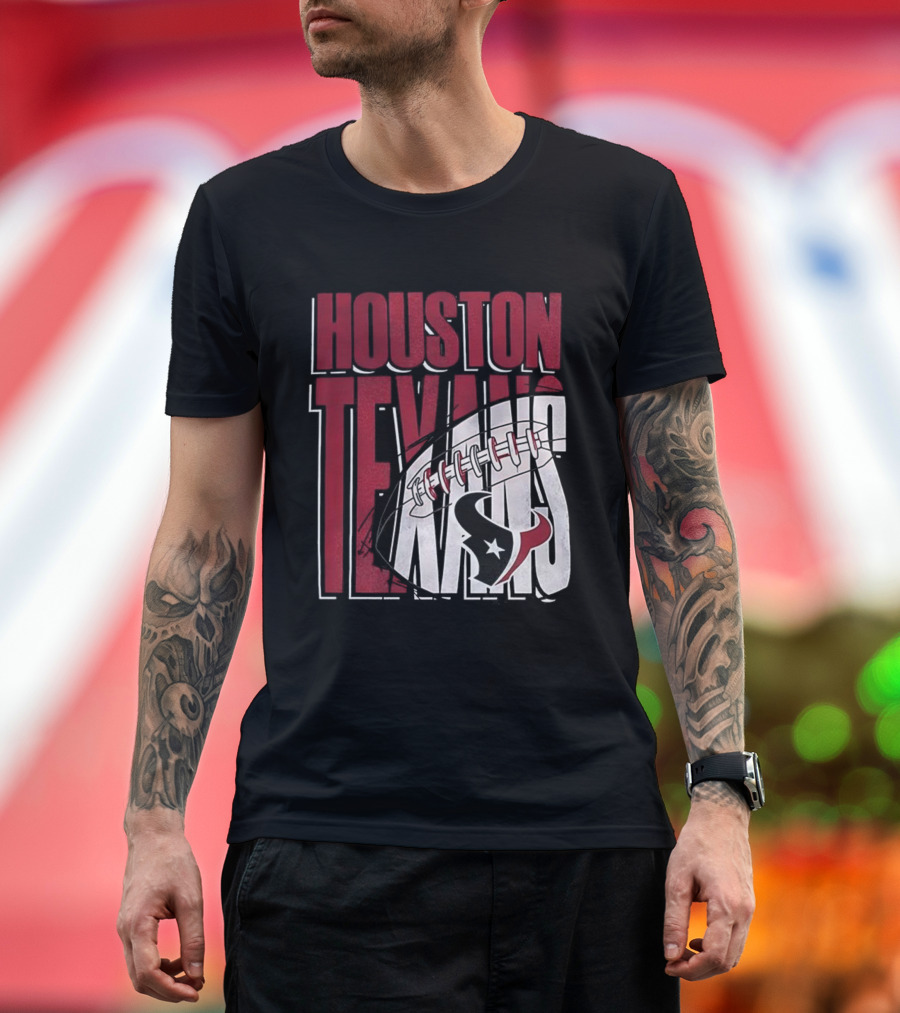 Houston Texans Red White Football Star Emblem T-Shirt