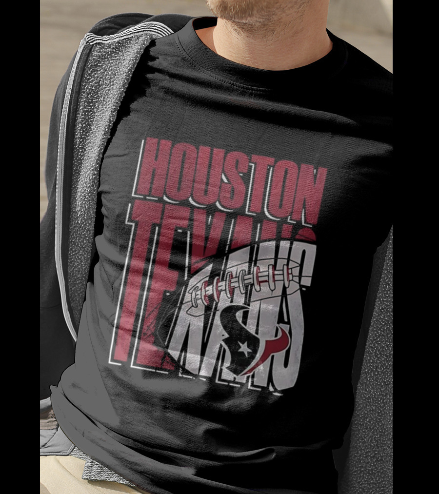 Houston Texans Red White Football Star Emblem T-Shirt