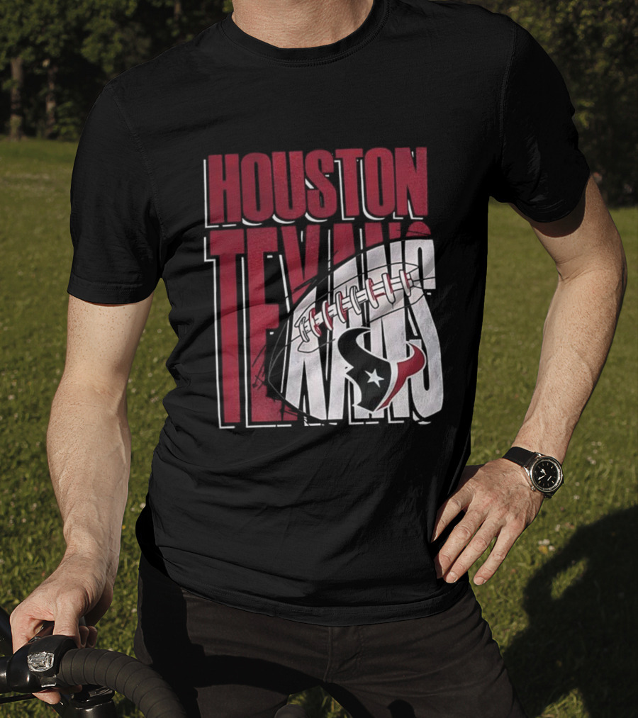Houston Texans Red White Football Star Emblem T-Shirt
