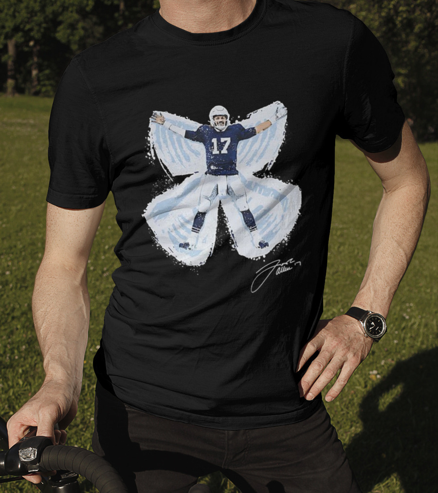 Josh Allen Snow Angel Buffalo Bills 17 Football Signature T-Shirt