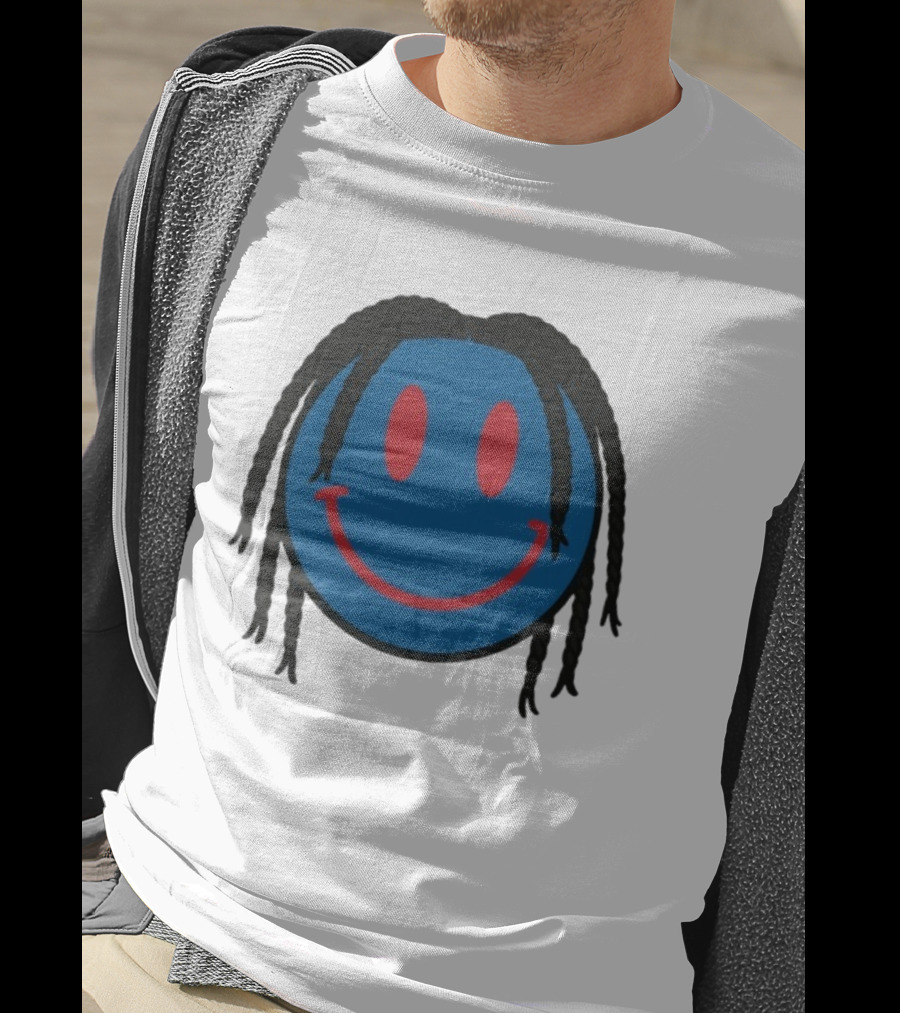 Tyrese Maxey Smiley Face Blue Red Braided Hair T-Shirt