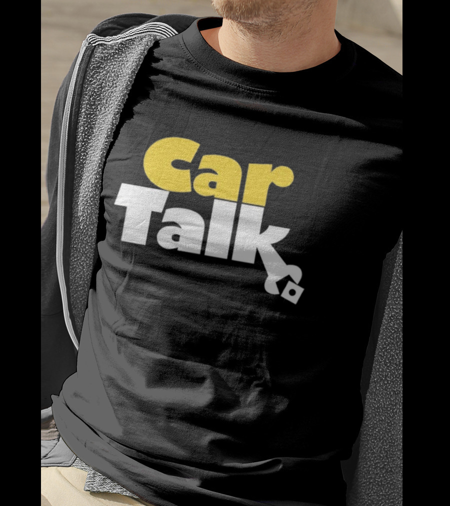 Car Talk NPR Show Logo Yellow And White Text With Wrench Symbol T-Shirt