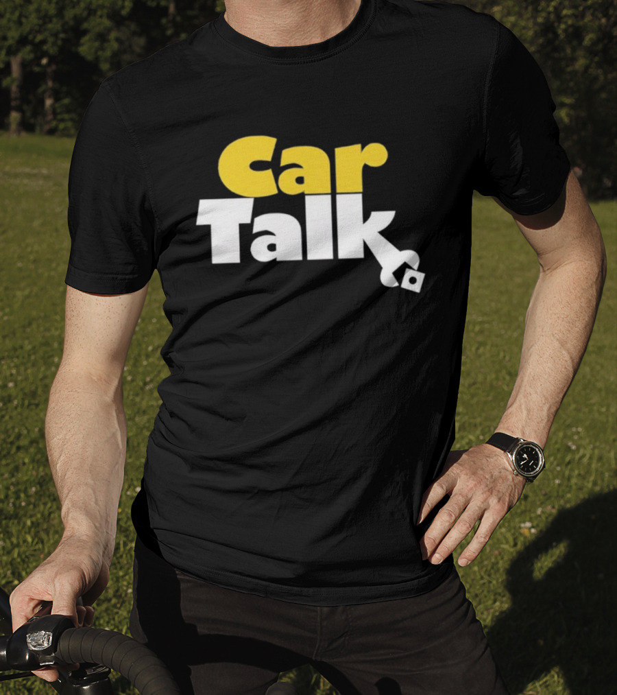 Car Talk NPR Show Logo Yellow And White Text With Wrench Symbol T-Shirt