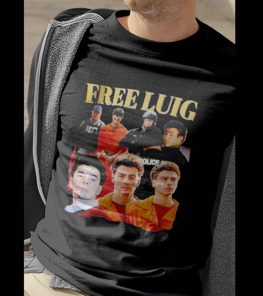 Free Luigi Nypd Police Shot Collage T-Shirt