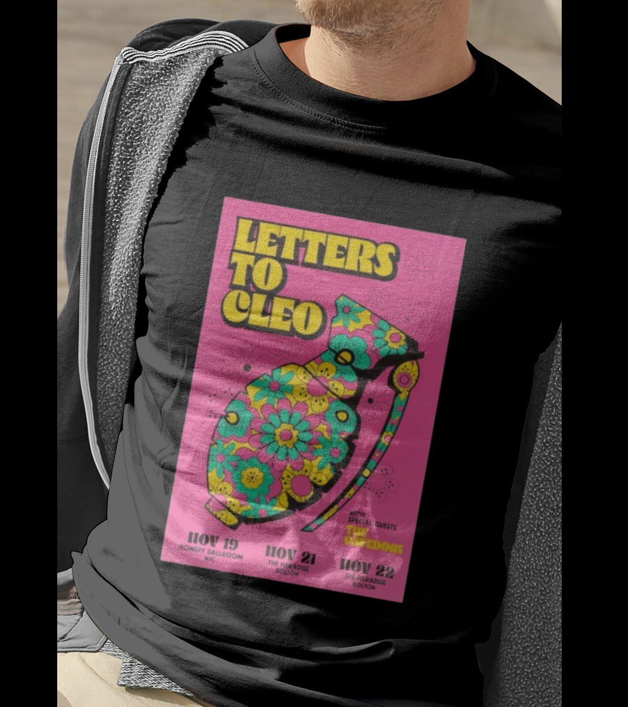Letters To Cleo Nov 19 2025 Bowery Ballroom New York With The Cavedogs Psychedelic Pop Art T-Shirt