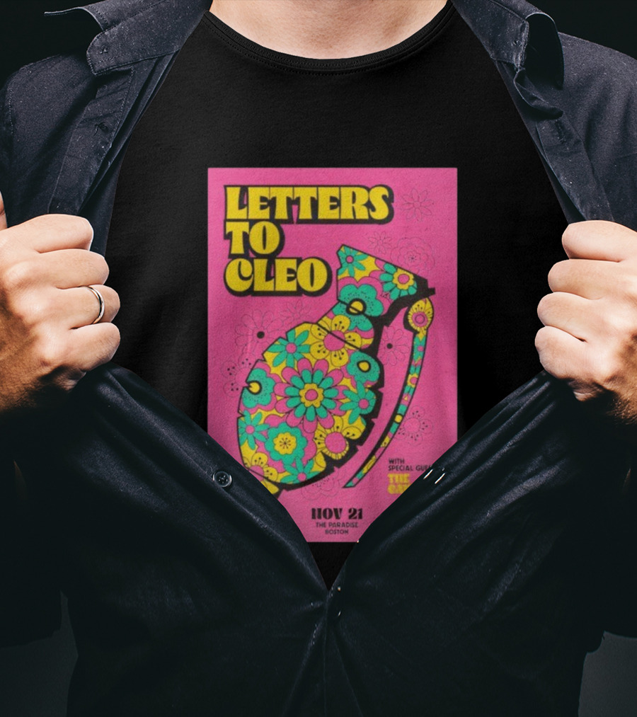 Letters To Cleo Nov 19 2025 Bowery Ballroom New York With The Cavedogs Psychedelic Pop Art T-Shirt