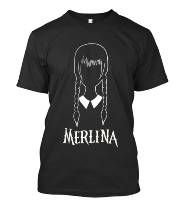 Merlina Braided Hair Silhouette Wednesday Style T-Shirt