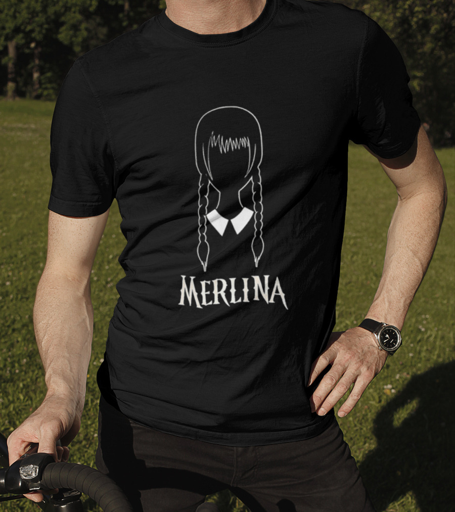 Merlina Braided Hair Silhouette Wednesday Style T-Shirt