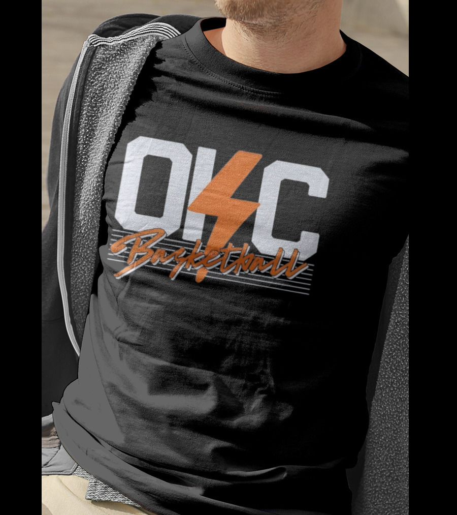 OKC Basketball Lightning Bolt Oklahoma City Thunder T-Shirt
