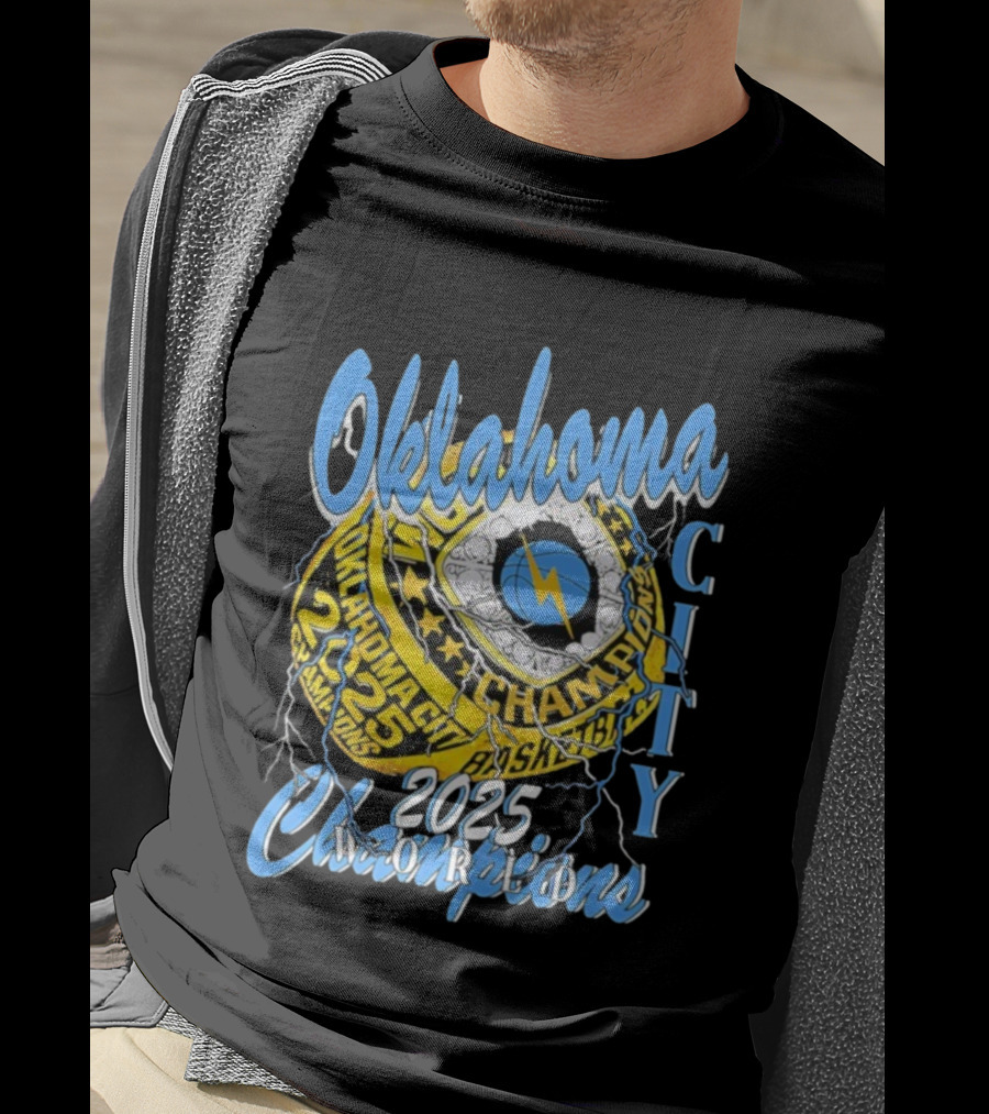 Oklahoma City Thunder Basketball Champions 2025 Victory Ring Sports Logo T-Shirt