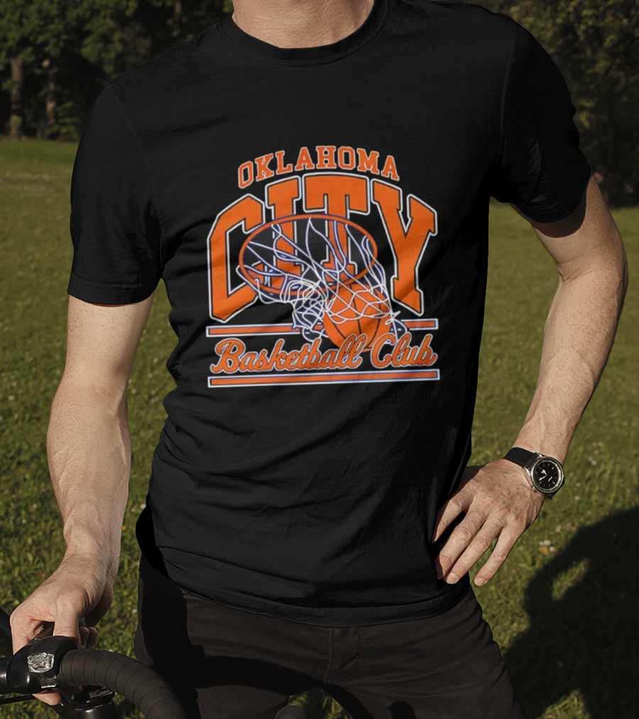 Oklahoma City Basketball Club Hoops Net And Ball Graphic T-Shirt