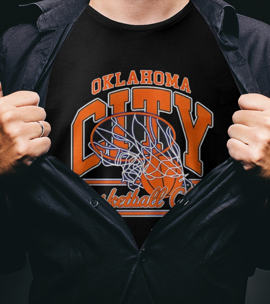 Oklahoma City Basketball Club Hoops Net And Ball Graphic T-Shirt