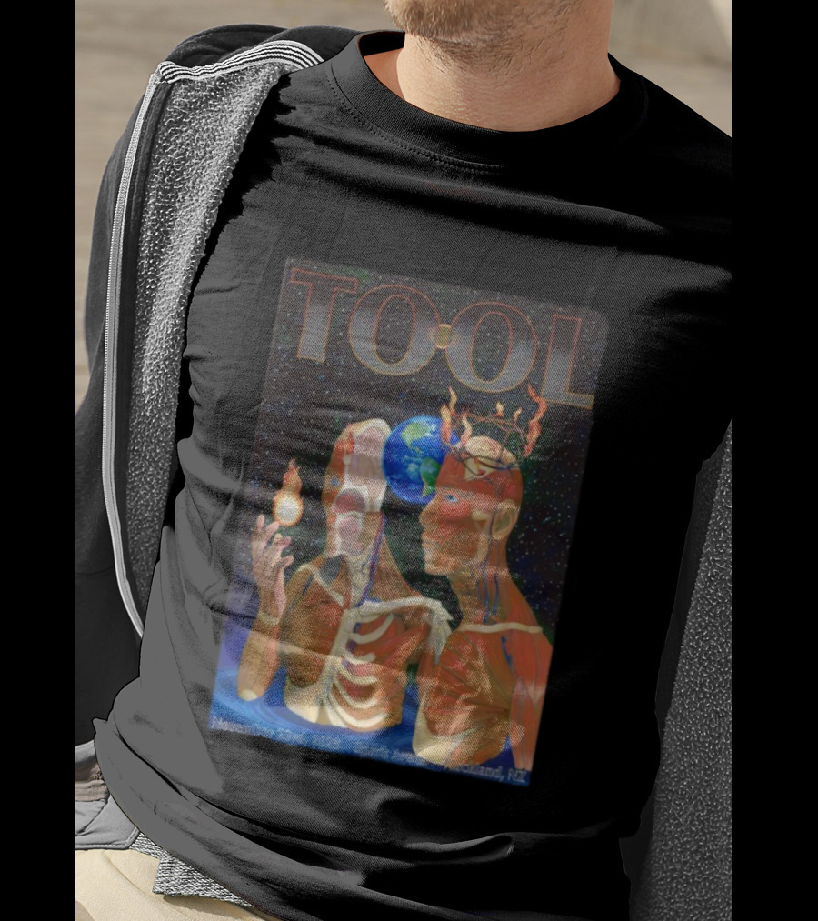 Tool November 23 2025 Spark Arena Auckland NZ Earth Anatomy Flame Atmosphere T-Shirt