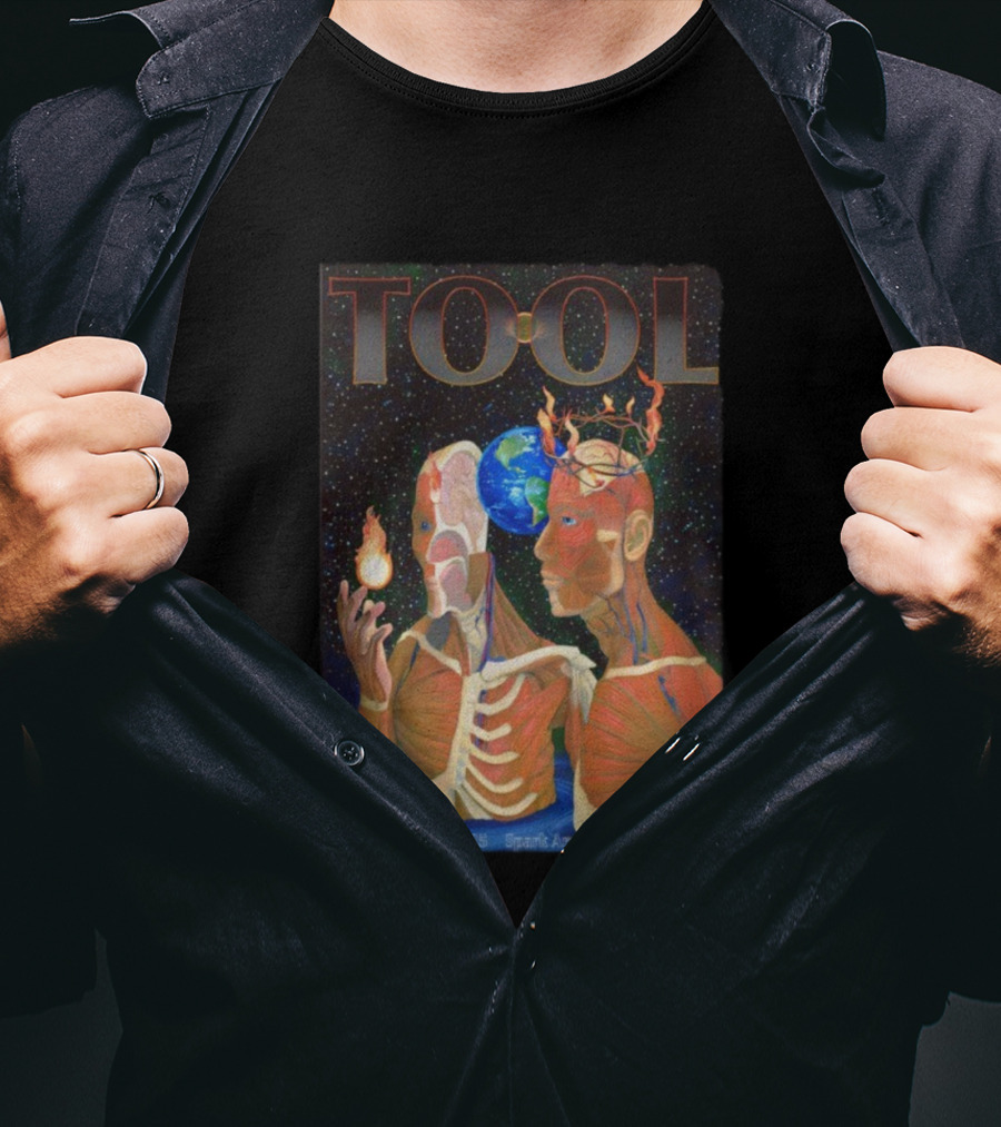Tool November 23 2025 Spark Arena Auckland NZ Earth Anatomy Flame Atmosphere T-Shirt