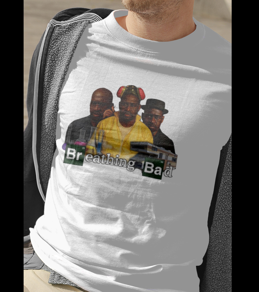 Breathing Bad Yellow Suit Characters Science Beakers RV T-Shirt