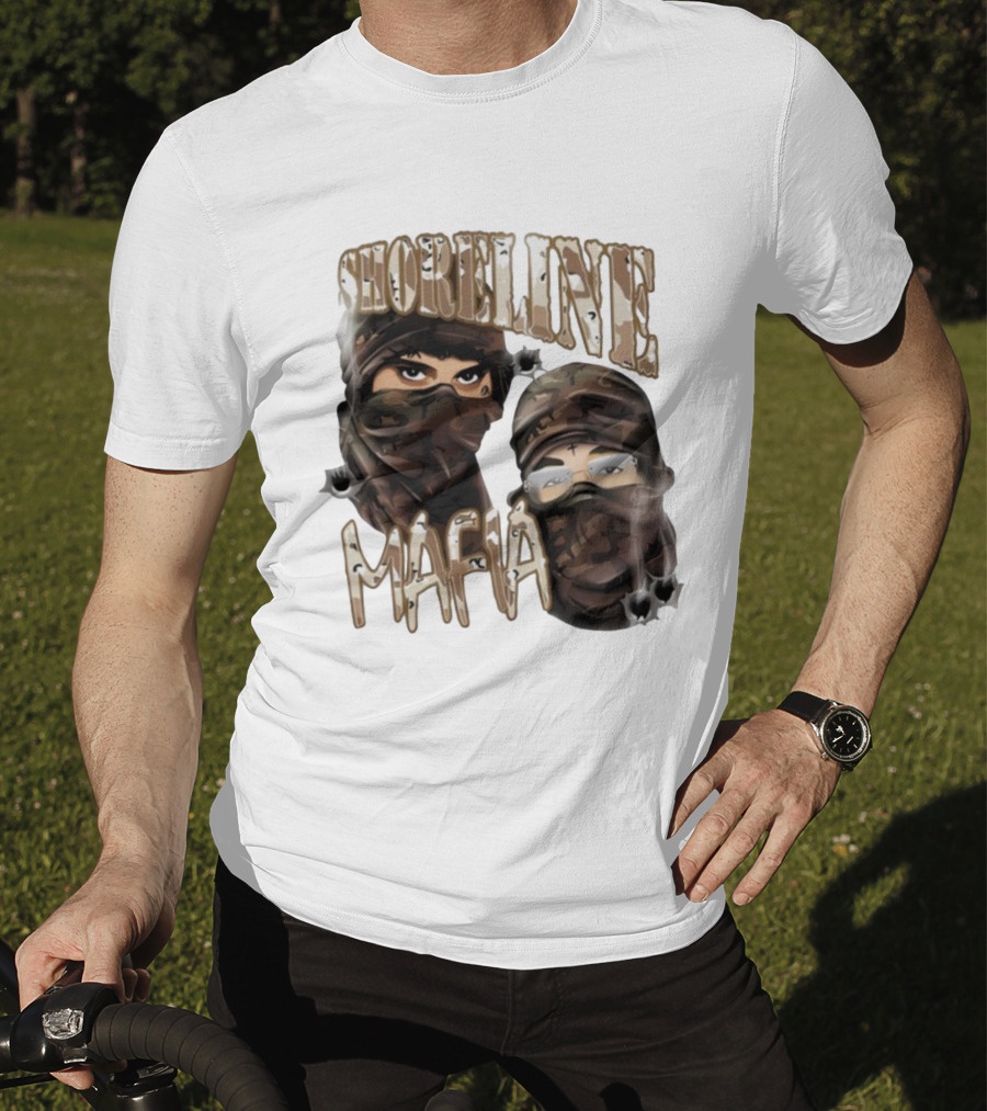 Shoreline Mafia Camo Masked Illustration T-Shirt