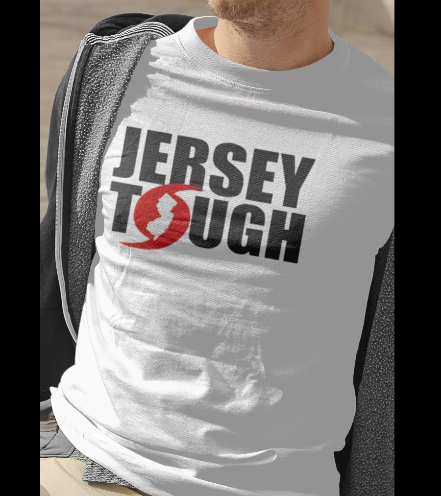 Jersey Tough New Jersey Map Red Circle Graphic T-Shirt