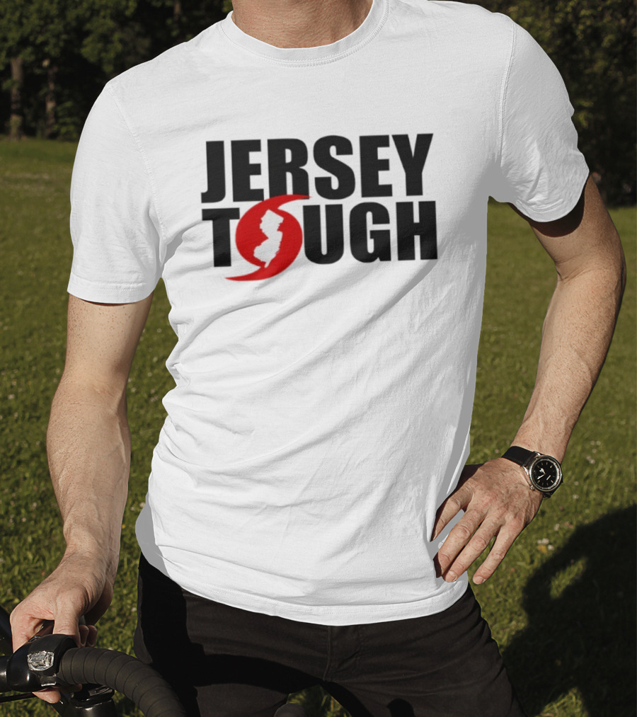 Jersey Tough New Jersey Map Red Circle Graphic T-Shirt