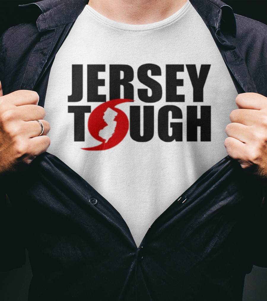 Jersey Tough New Jersey Map Red Circle Graphic T-Shirt
