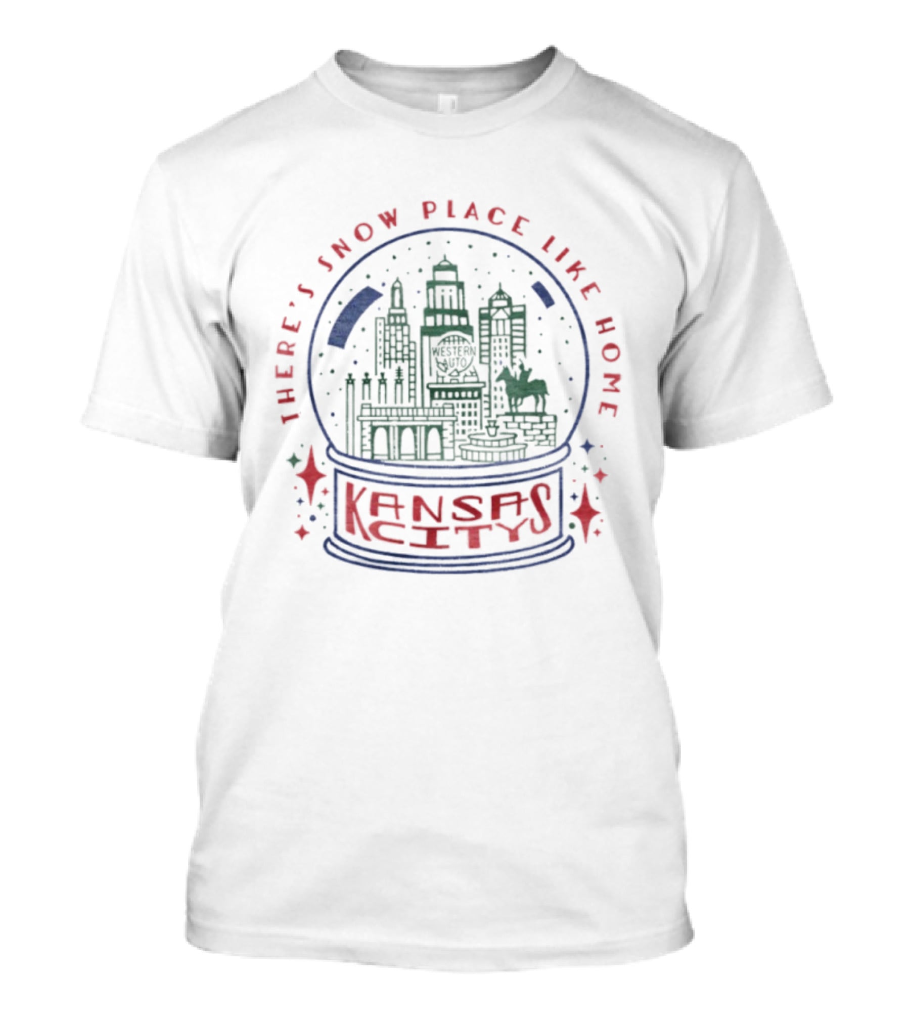 There's Snow Place Like Kansas City Home Snow Globe Scene T-Shirt